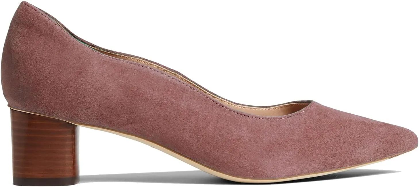 MOOMMO Women Elegant Chunky Block Heels Suede Pumps Pointed Toe Slip On Dress Shoes 2” Stacked Heel Closed Pointy Toe Sandals Ladies Formal Classic Basic Pump Office Work Shoe Wedding Fall 4-11 M US