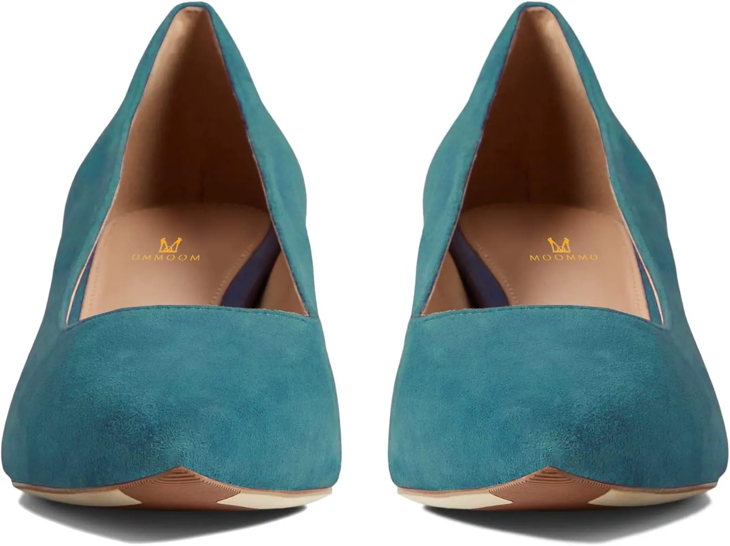 MOOMMO Women Elegant Chunky Block Heels Suede Pumps Pointed Toe Slip On Dress Shoes 2” Stacked Heel Closed Pointy Toe Sandals Ladies Formal Classic Basic Pump Office Work Shoe Wedding Fall 4-11 M US
