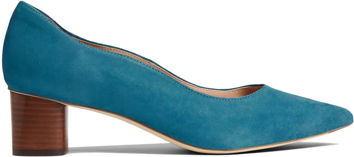 MOOMMO Women Elegant Chunky Block Heels Suede Pumps Pointed Toe Slip On Dress Shoes 2” Stacked Heel Closed Pointy Toe Sandals Ladies Formal Classic Basic Pump Office Work Shoe Wedding Fall 4-11 M US