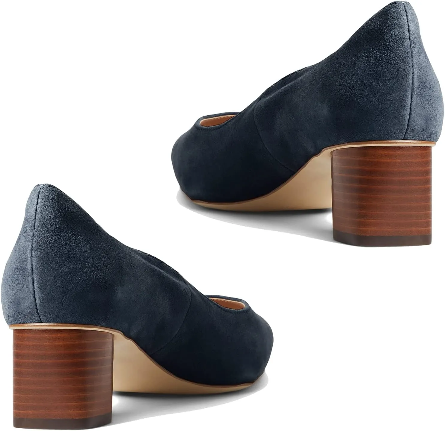 MOOMMO Women Elegant Chunky Block Heels Suede Pumps Pointed Toe Slip On Dress Shoes 2” Stacked Heel Closed Pointy Toe Sandals Ladies Formal Classic Basic Pump Office Work Shoe Wedding Fall 4-11 M US