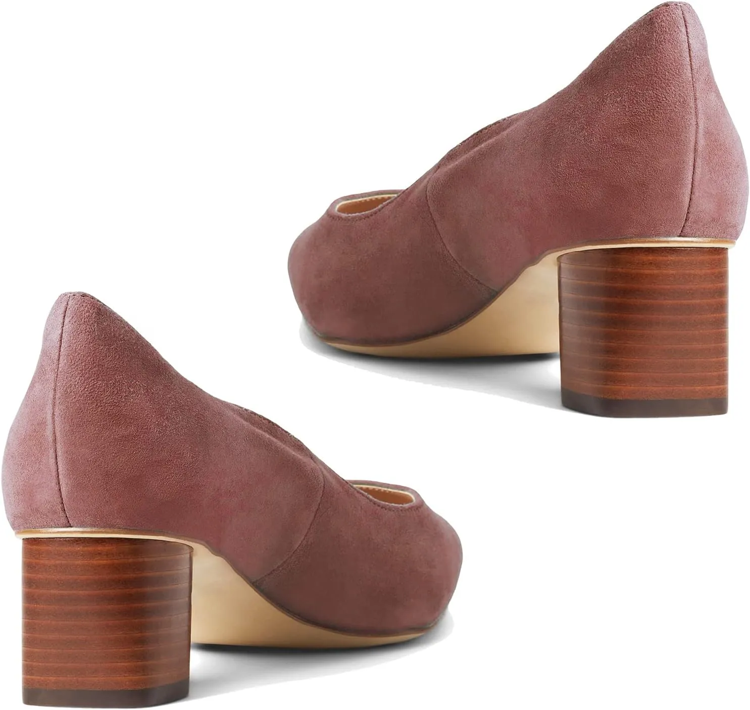 MOOMMO Women Elegant Chunky Block Heels Suede Pumps Pointed Toe Slip On Dress Shoes 2” Stacked Heel Closed Pointy Toe Sandals Ladies Formal Classic Basic Pump Office Work Shoe Wedding Fall 4-11 M US