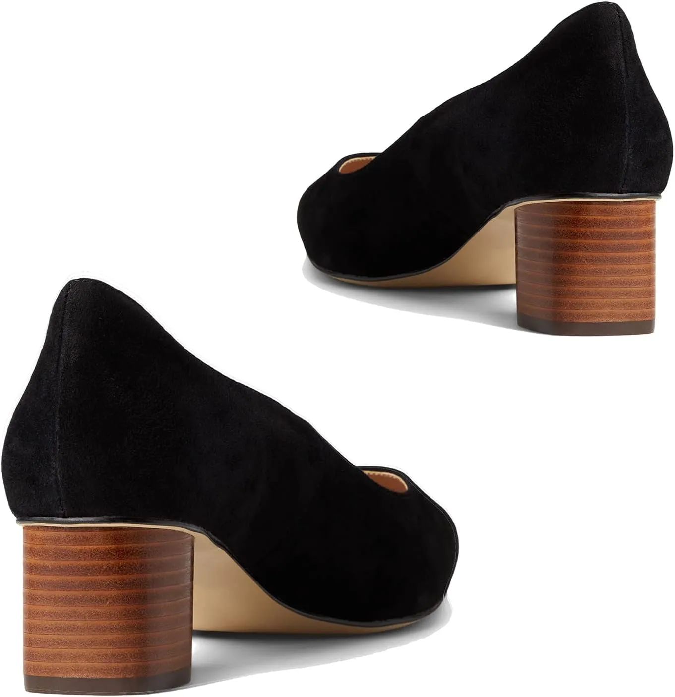 MOOMMO Women Elegant Chunky Block Heels Suede Pumps Pointed Toe Slip On Dress Shoes 2” Stacked Heel Closed Pointy Toe Sandals Ladies Formal Classic Basic Pump Office Work Shoe Wedding Fall 4-11 M US