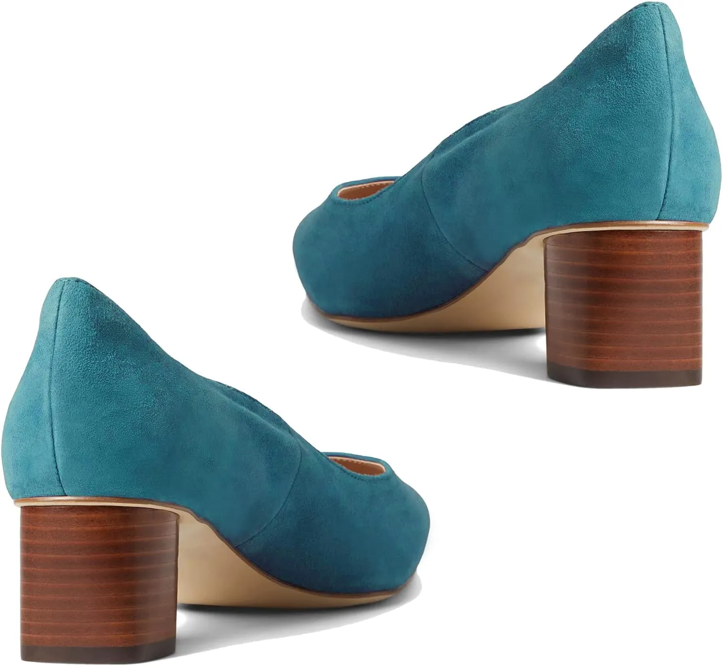 MOOMMO Women Elegant Chunky Block Heels Suede Pumps Pointed Toe Slip On Dress Shoes 2” Stacked Heel Closed Pointy Toe Sandals Ladies Formal Classic Basic Pump Office Work Shoe Wedding Fall 4-11 M US