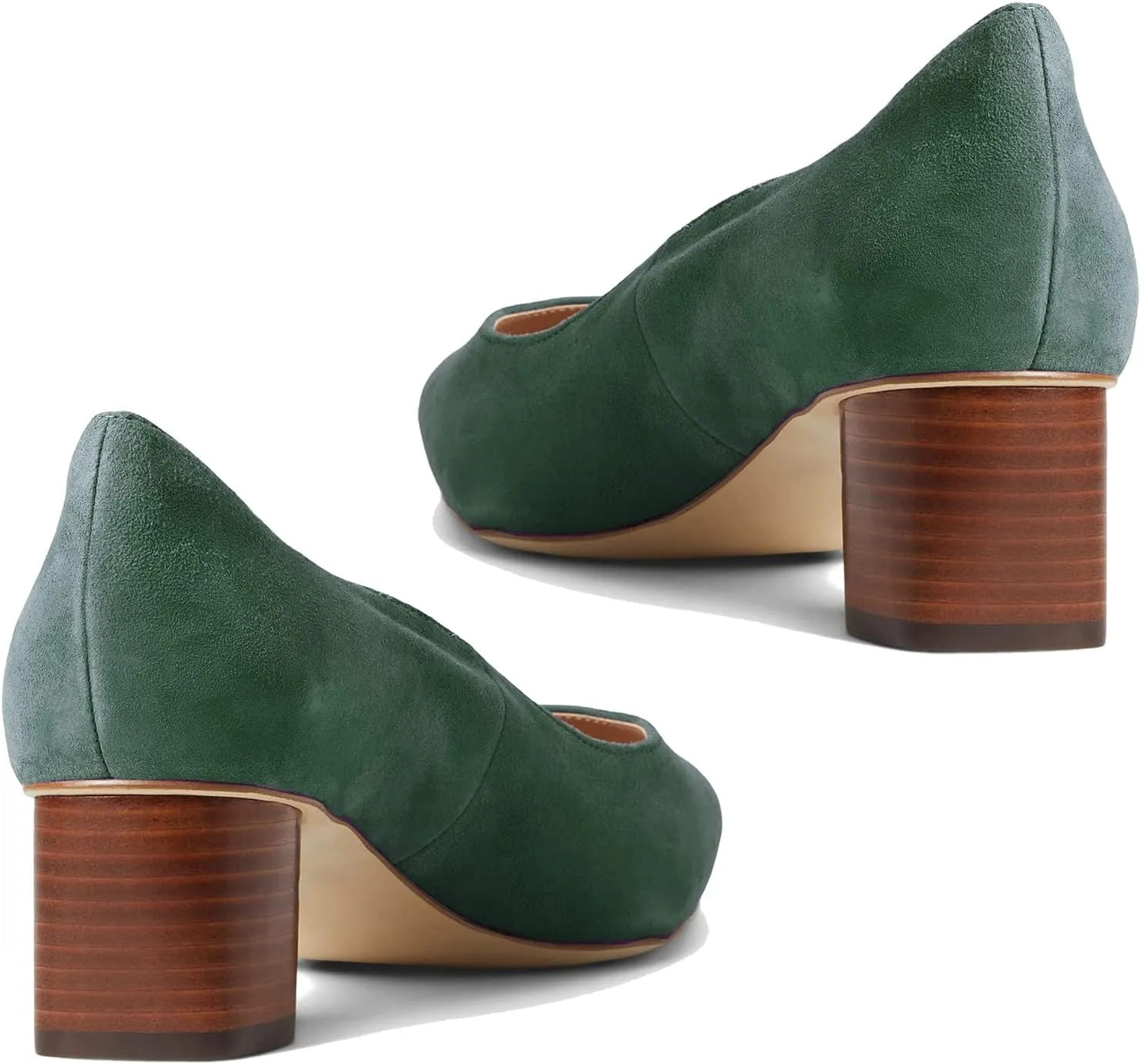 MOOMMO Women Elegant Chunky Block Heels Suede Pumps Pointed Toe Slip On Dress Shoes 2” Stacked Heel Closed Pointy Toe Sandals Ladies Formal Classic Basic Pump Office Work Shoe Wedding Fall 4-11 M US