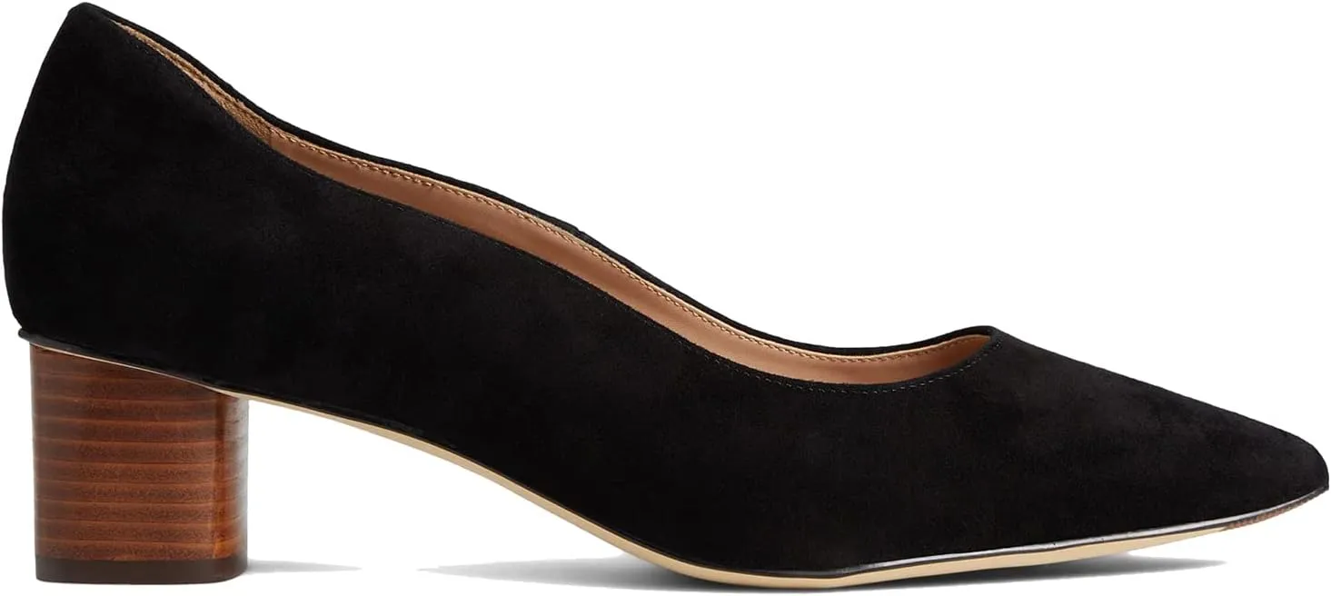 MOOMMO Women Elegant Chunky Block Heels Suede Pumps Pointed Toe Slip On Dress Shoes 2” Stacked Heel Closed Pointy Toe Sandals Ladies Formal Classic Basic Pump Office Work Shoe Wedding Fall 4-11 M US