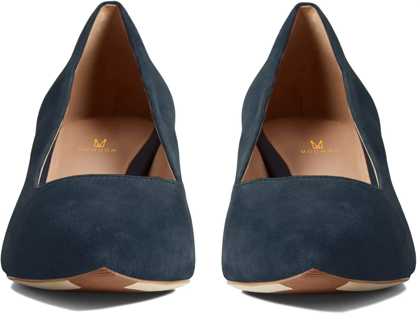 MOOMMO Women Elegant Chunky Block Heels Suede Pumps Pointed Toe Slip On Dress Shoes 2” Stacked Heel Closed Pointy Toe Sandals Ladies Formal Classic Basic Pump Office Work Shoe Wedding Fall 4-11 M US