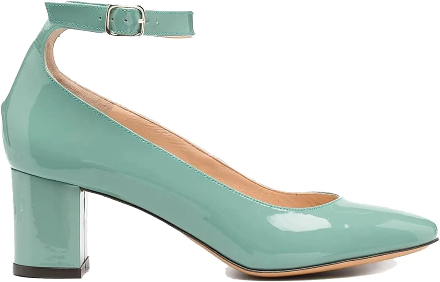 MOOMMO Women Low Chunky Block Heels Sandals Pumps Ankle Strap Round Closed Toe Dress Shoes 2" Heels Patent Suede Classic Formal Mid Heels Wedding Office Work Dance Shoe Dressy Comfort 4-11 M US