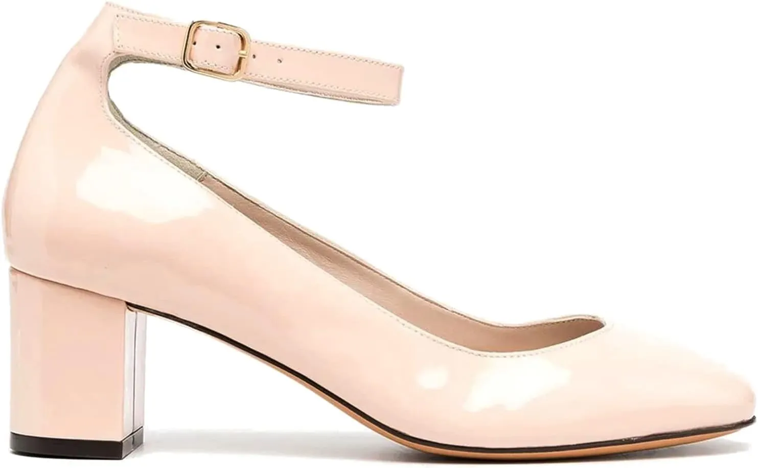 MOOMMO Women Low Chunky Block Heels Sandals Pumps Ankle Strap Round Closed Toe Dress Shoes 2" Heels Patent Suede Classic Formal Mid Heels Wedding Office Work Dance Shoe Dressy Comfort 4-11 M US