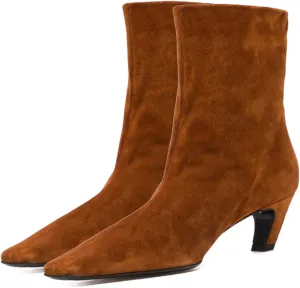 MOOMMO Women Vintage Kitten Heel Ankle Boots Square Closed Toe Pull On 2 Inch Heel Western Boots Wide Calf Crocodile Short Boots Slouch Suede Dress Booties Fashion Retro Comfort Fall Spring 4-11 M US
