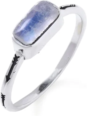 Moonstone 925 Sterling Silver Petite Gemstone Ring