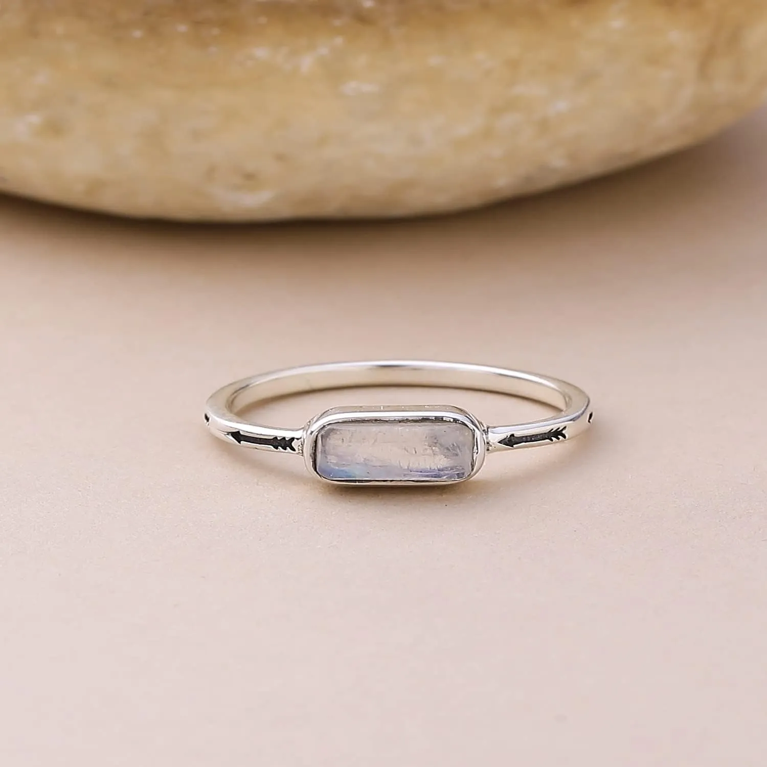 Moonstone 925 Sterling Silver Petite Gemstone Ring