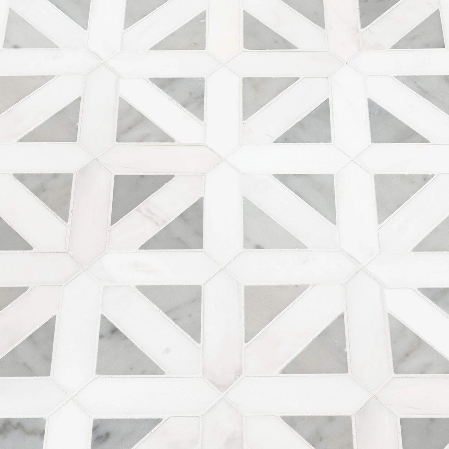 MSI Bianco Dolomite Geometrica Polished Marble Mosaic Tile for Kitchen and Bathroom Accent Walls, Mesh Mounted