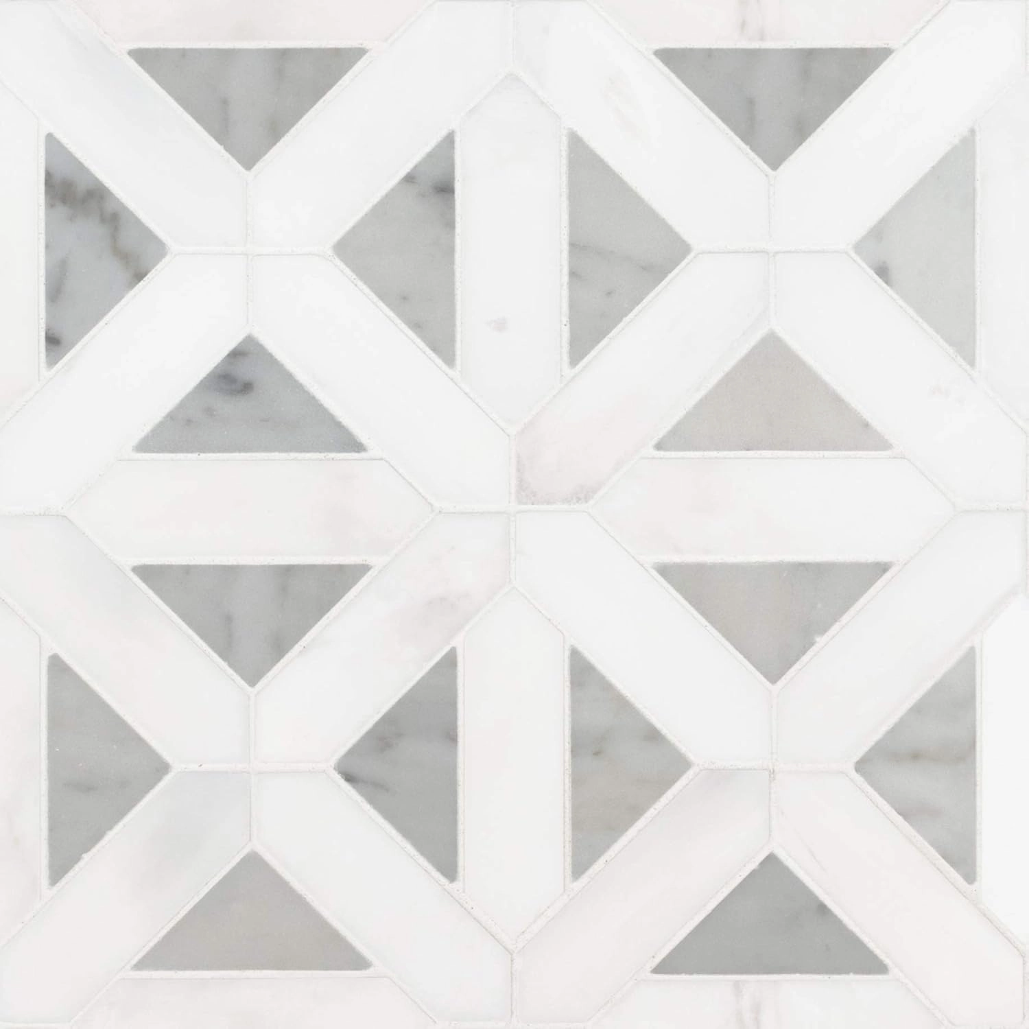 MSI Bianco Dolomite Geometrica Polished Marble Mosaic Tile for Kitchen and Bathroom Accent Walls, Mesh Mounted