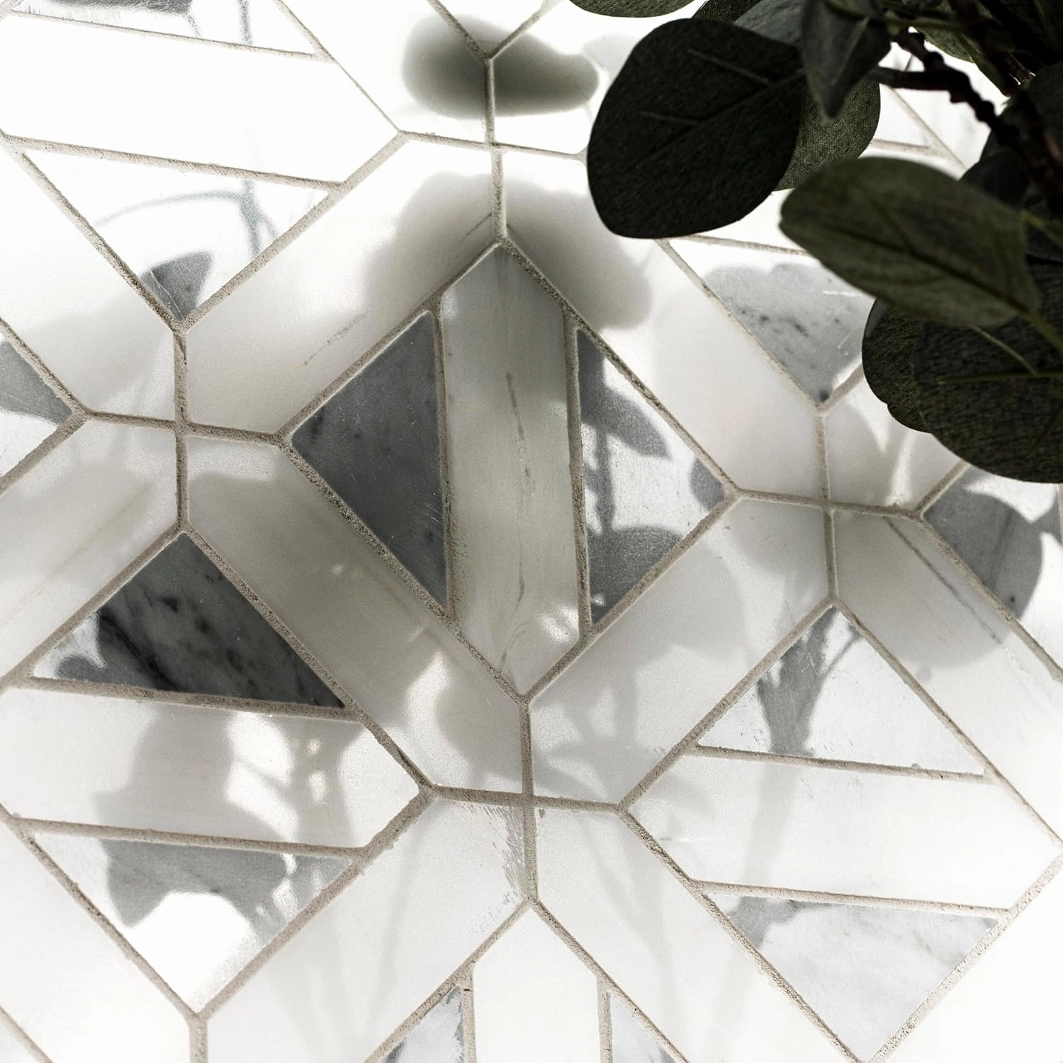 MSI Bianco Dolomite Geometrica Polished Marble Mosaic Tile for Kitchen and Bathroom Accent Walls, Mesh Mounted