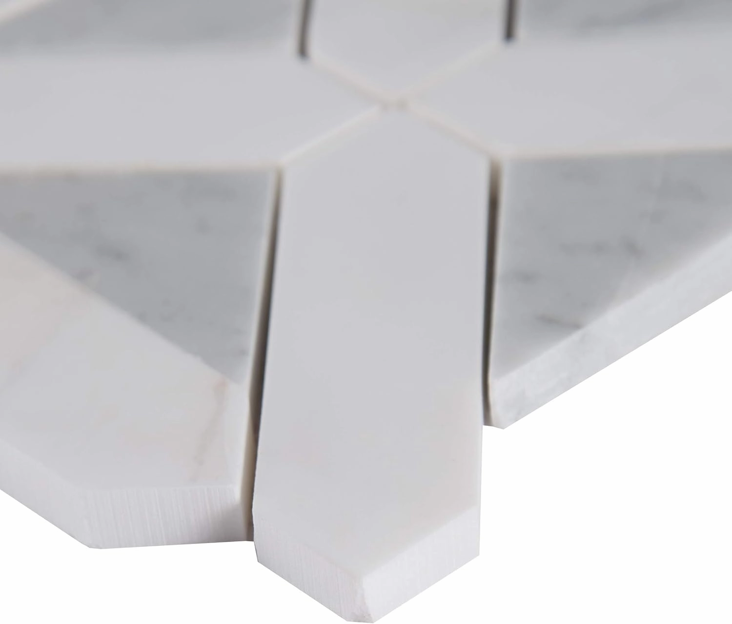 MSI Bianco Dolomite Geometrica Polished Marble Mosaic Tile for Kitchen and Bathroom Accent Walls, Mesh Mounted