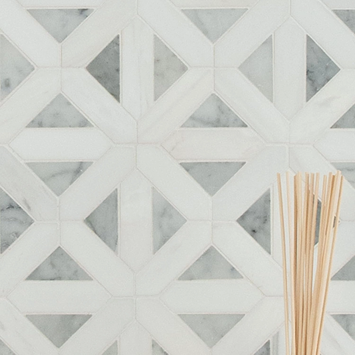 MSI Bianco Dolomite Geometrica Polished Marble Mosaic Tile for Kitchen and Bathroom Accent Walls, Mesh Mounted