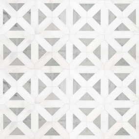 MSI Bianco Dolomite Geometrica Polished Marble Mosaic Tile for Kitchen and Bathroom Accent Walls, Mesh Mounted
