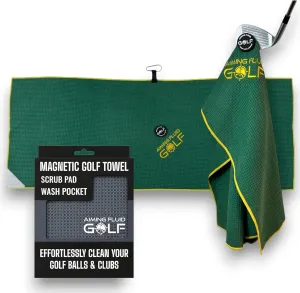 Multi-Function Magnetic Golf Towel with Dual Wash Pockets, Magna-Anchor Technology, Waffle Pattern, Ball Scrubber – Perfect Golf Gift for Men & Women (16" x 40", Augusta Green, with Magnet)