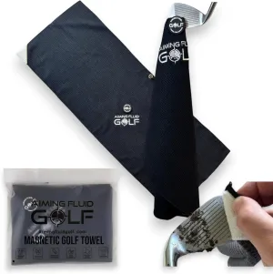 Multi-Function Magnetic Golf Towel with Dual Wash Pockets, Magna-Anchor Technology, Waffle Pattern, Ball Scrubber – Perfect Golf Gift for Men & Women (16" x 40", Black, with Magnet)