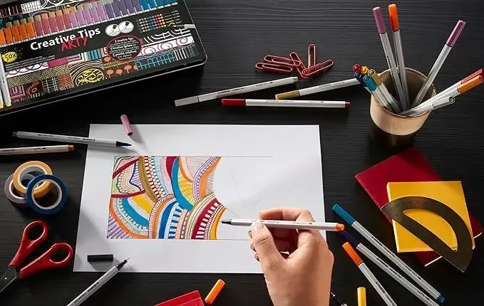 Multi-Tip Pen Set - STABILO Creative Tips - ARTY - Tin of 30 - CLASSIC - Assorted Colours