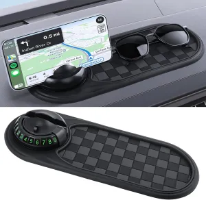Multifunction Car Anti-Slip Mat Auto Universal Phone Holder, Rotatable Anti Skid Car Dashboard Pad with Temporary Parking Numbe and Large Pad for Phones Sunglasses Keys Gadgets(Grey)