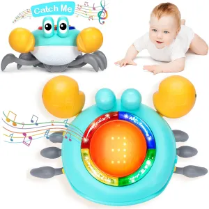 Musical Crawling Crab Baby Toy - Tummy Time Toys for 6-12 Months Boy Girl, Light-up Walking Dancing Moving Crab Toys for 1 Year Old Baby Educational Learning, Crawly Crab Gift for 12-18 Months Infant