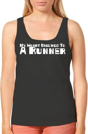 My Heart Belongs to A Runner - Women's Cozy Graphic Tank Top – Soft, Stylish, and Comfortable CP05 Black
