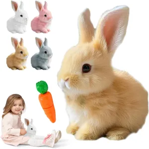 My Realistic Bunny Toy Easter Basket Stuffer, 2025 New Interactive Bunny Toys Bunnies Can Walk and Talk, Handmade Hopping Realistic Rabbit Toy for Kids (Brown)