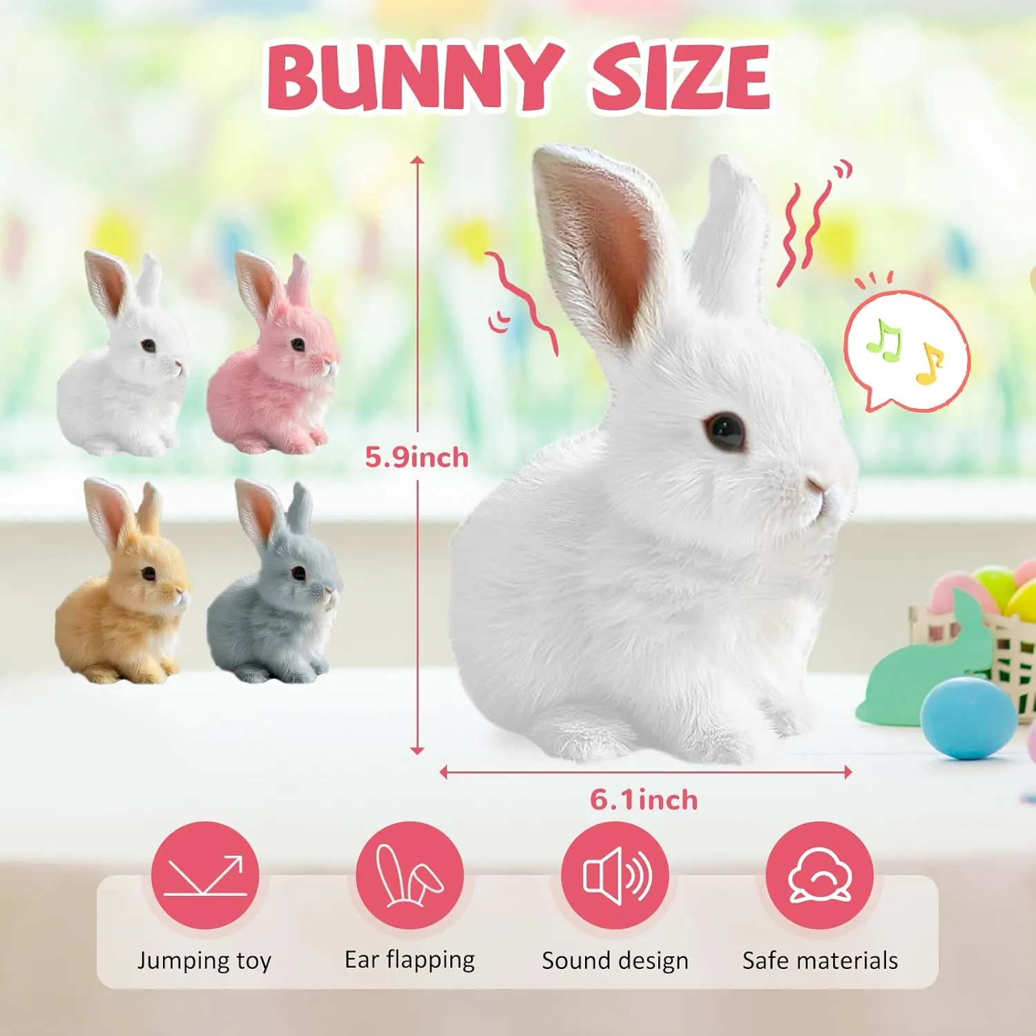 My Realistic Bunny Toy Easter Basket Stuffer, 2025 New Interactive Bunny Toys Bunnies Can Walk and Talk, Handmade Hopping Realistic Rabbit Toy for Kids (Brown)