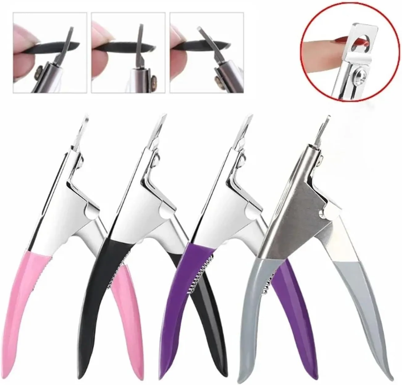 Nail Clipper Fake Nail Cutter Type U Word False Tips Professional Nail Clippers Straight Edge Cutters Manicure Pliers Guillotine Nail Capsule Thick Nails Cutter(Black)