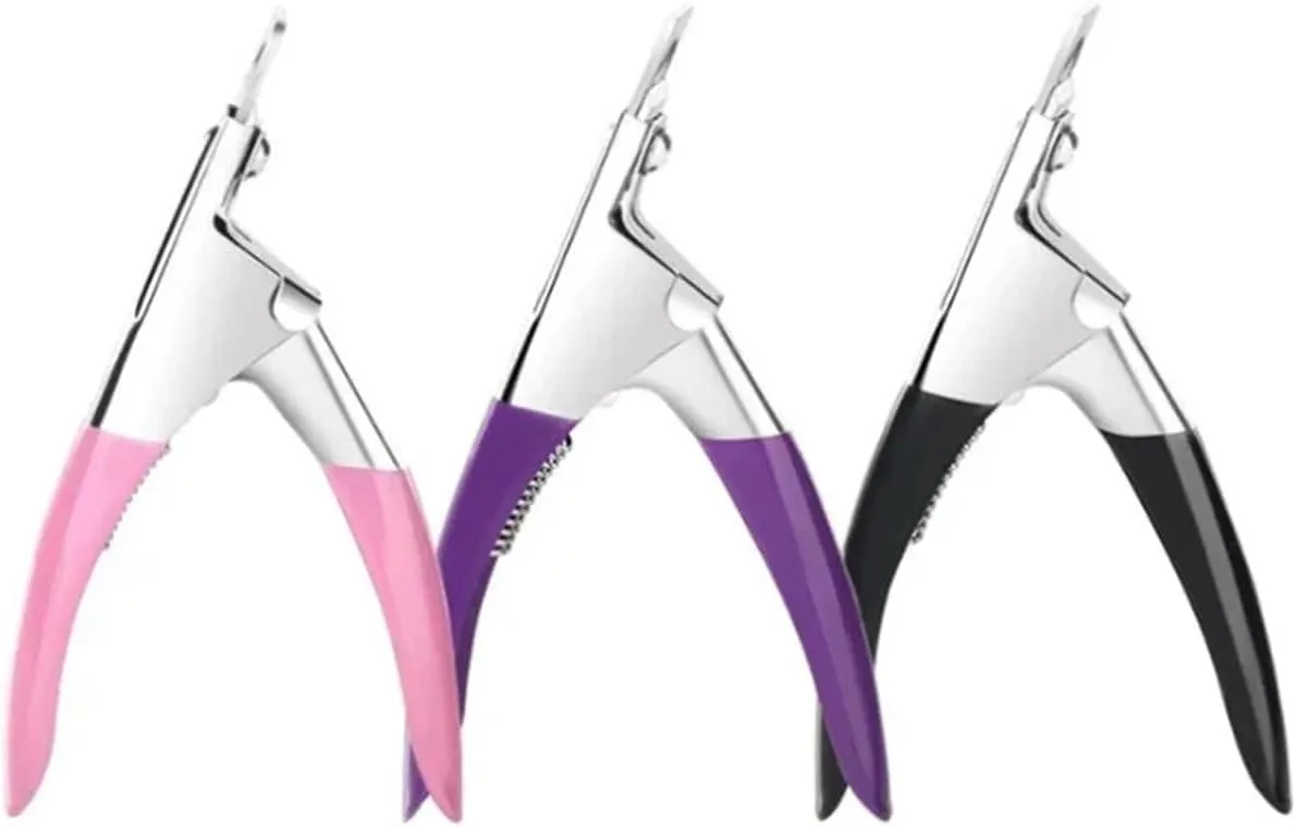 Nail Clipper Fake Nail Cutter Type U Word False Tips Professional Nail Clippers Straight Edge Cutters Manicure Pliers Guillotine Nail Capsule Thick Nails Cutter(Black)