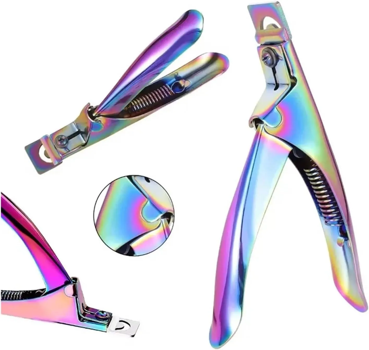 Nail Clipper Fake Nail Cutter Type U Word False Tips Professional Nail Clippers Straight Edge Cutters Manicure Pliers Guillotine Nail Capsule Thick Nails Cutter(Multi)
