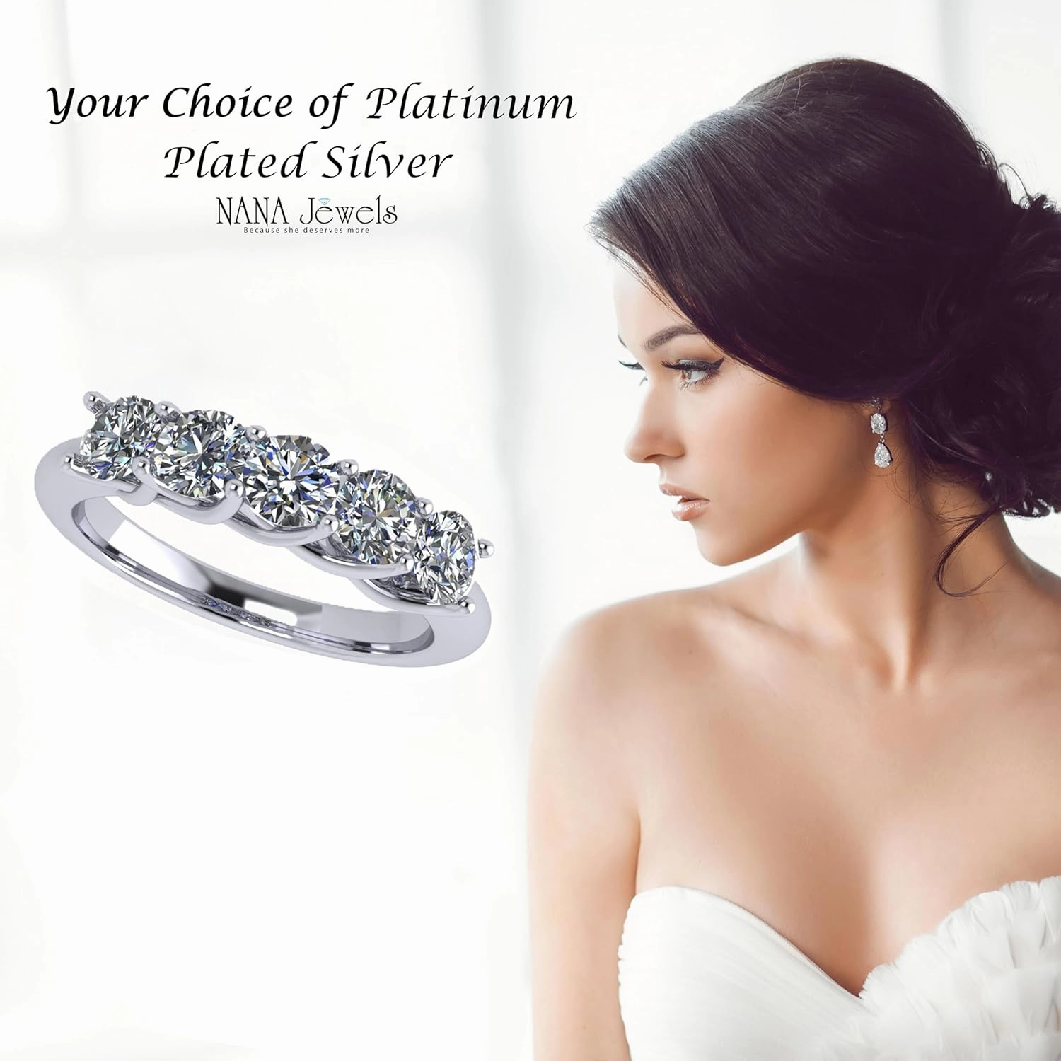 NANA Jewels Simulated Diamond wedding Ring, Wedding Band, 1.00ctw Lucita Sterling Silver-10K-14K Gold