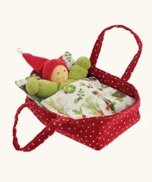 Nanchen Gnome Doll & Carrycot - Red
