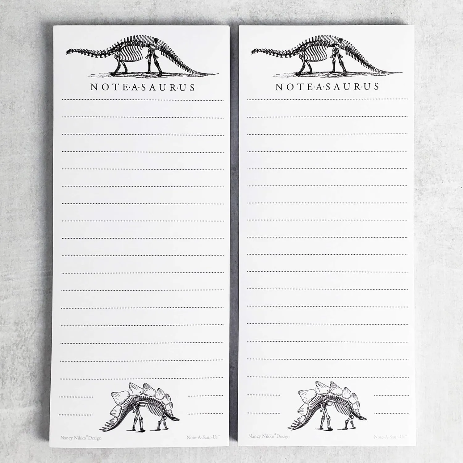 Nancy Nikko Dinosaur (Bones) Refrigerator Notepads, NOTE-A-SAURUS - Set of 2 Pads - Notes, To Do List, Grocery List