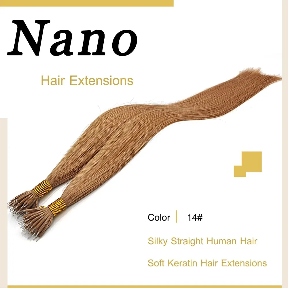 Nano Bead Hair Extensions Nano Ring Hair Extensions Real Human Hair Remy Quality Nano Tip Human Hair Extension