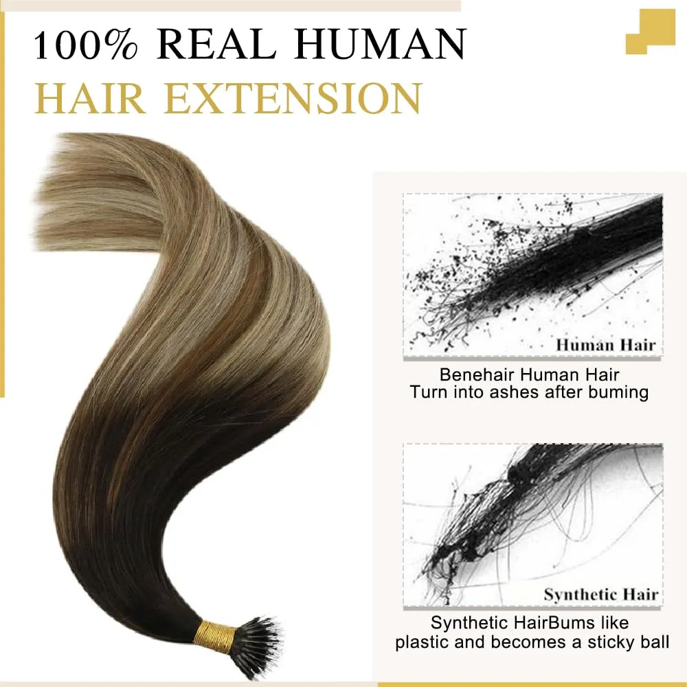 Nano Bead Hair Extensions Nano Ring Hair Extensions Real Human Hair Remy Quality Nano Tip Human Hair Extension