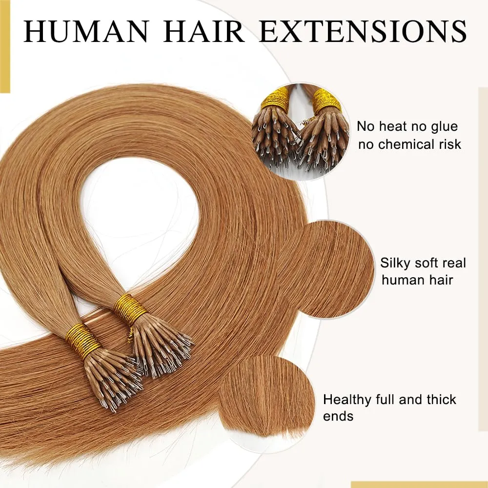 Nano Bead Hair Extensions Nano Ring Hair Extensions Real Human Hair Remy Quality Nano Tip Human Hair Extension