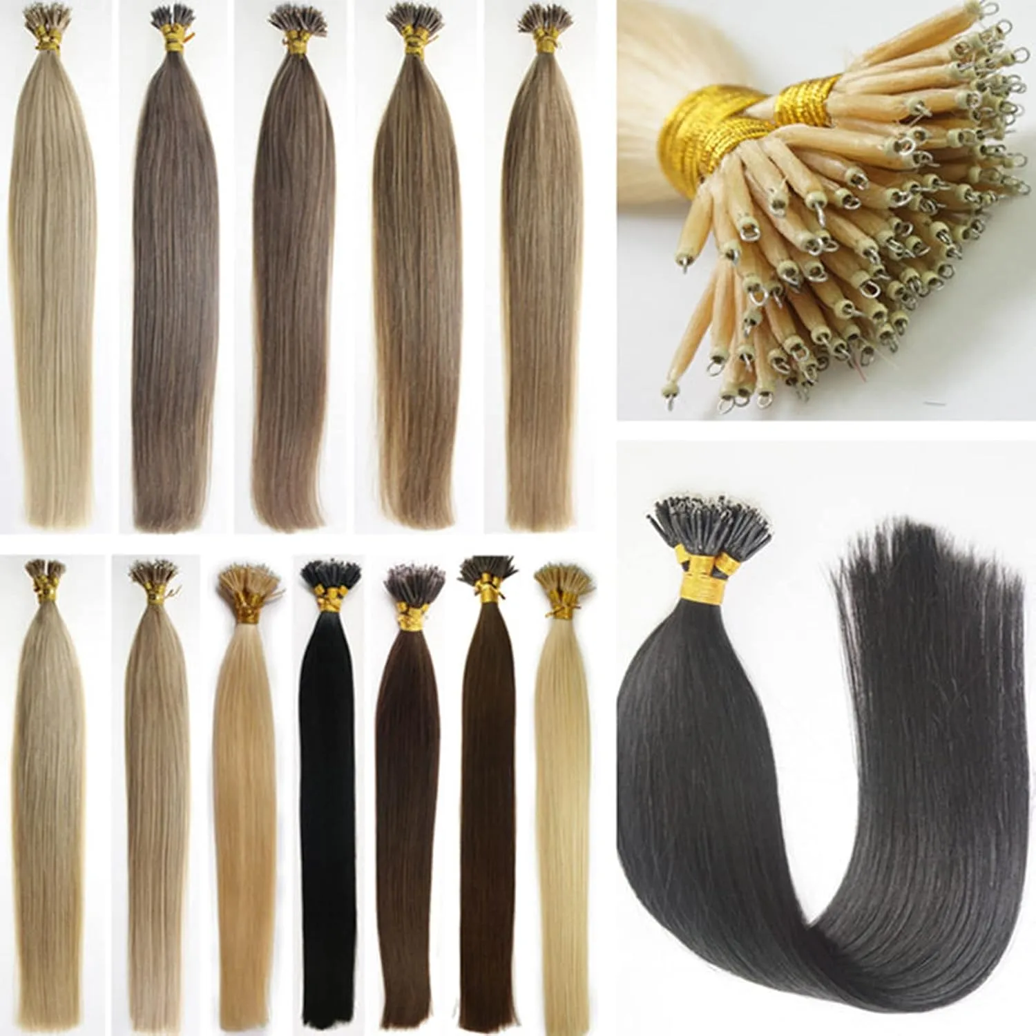 Nano Ring Hair Extensions Human Hair Keratin Cold Fusion Nano Tip Micro Beads Link Thick Hair Balayage Highlight Ombre Real Remy Hair 1g/s (18inch50gr50s, 99J-Dark Wine Red)