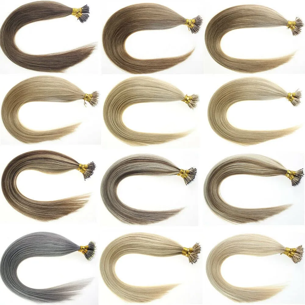 Nano Ring Hair Extensions Human Hair Keratin Cold Fusion Nano Tip Micro Nano Beads Link Thick Hair Balayage Highlight Ombre Real Remy Hair 1g/s (18inch50gr50s, 613 Light Blonde)