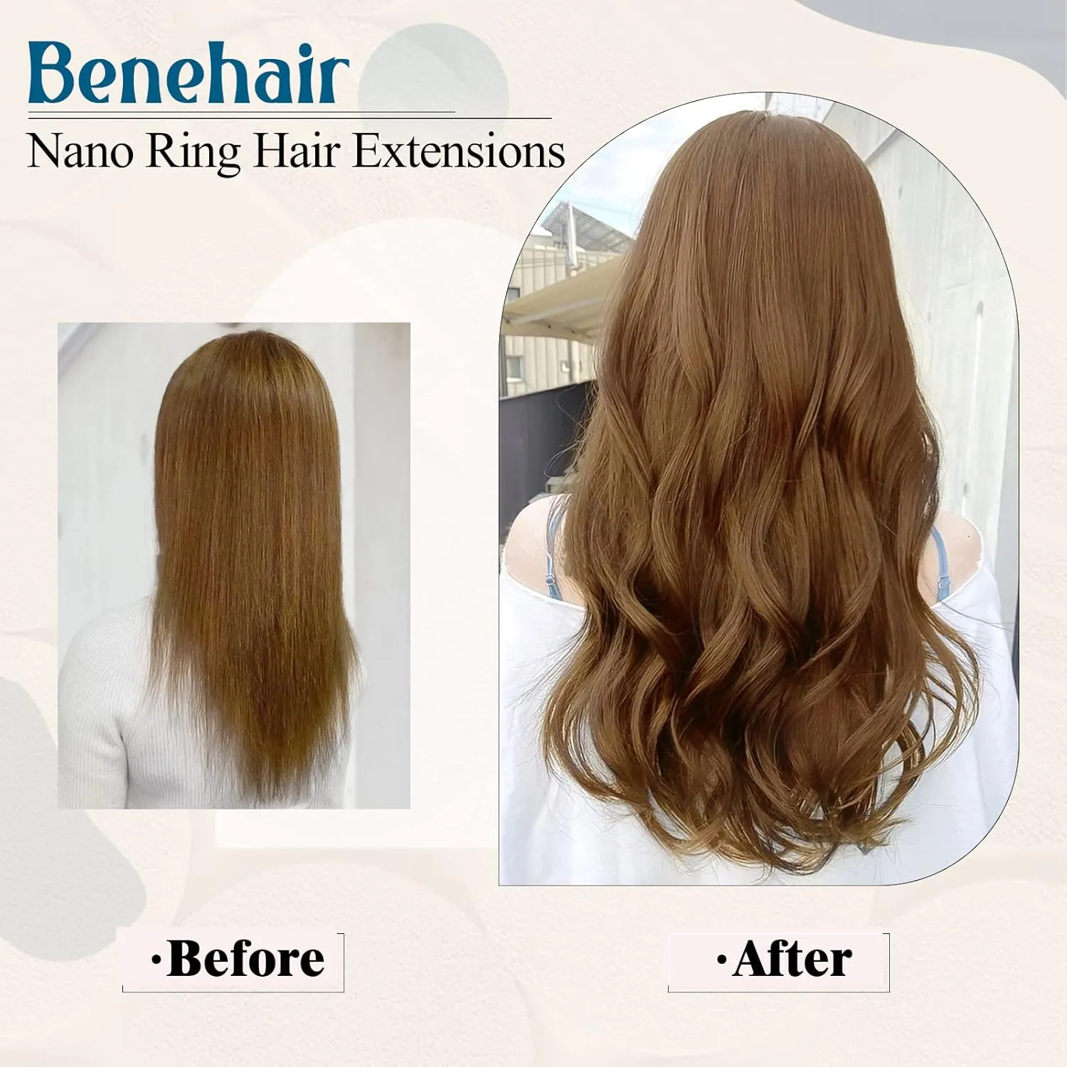 Nano Ring Human Hair Extensions Pre Bonded Keratin Fusion Stick Tip Iron Loop Link 50 strands 75g Straight Micro Bead Remy Hairpiece for Women Highlighted 18inch Light Auburn #30