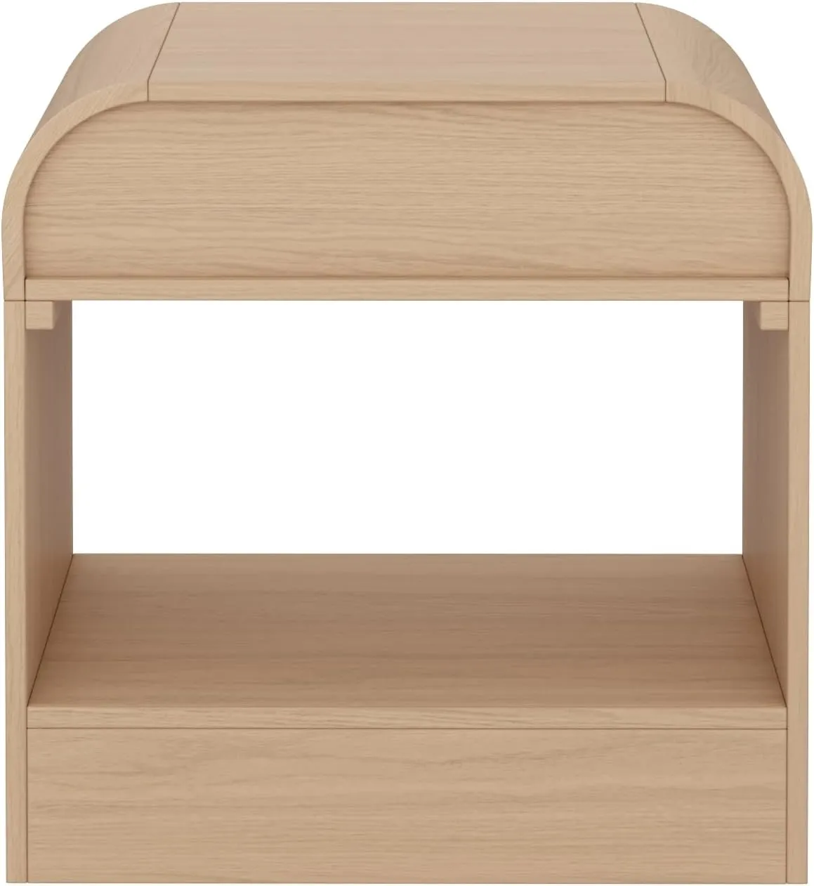 Nathan Jamea Iris Mid-Century Modern Nightstand with Drawer, End Table with Storage for Bedroom or Living Room with Rounded Silhouette, Light Oak
