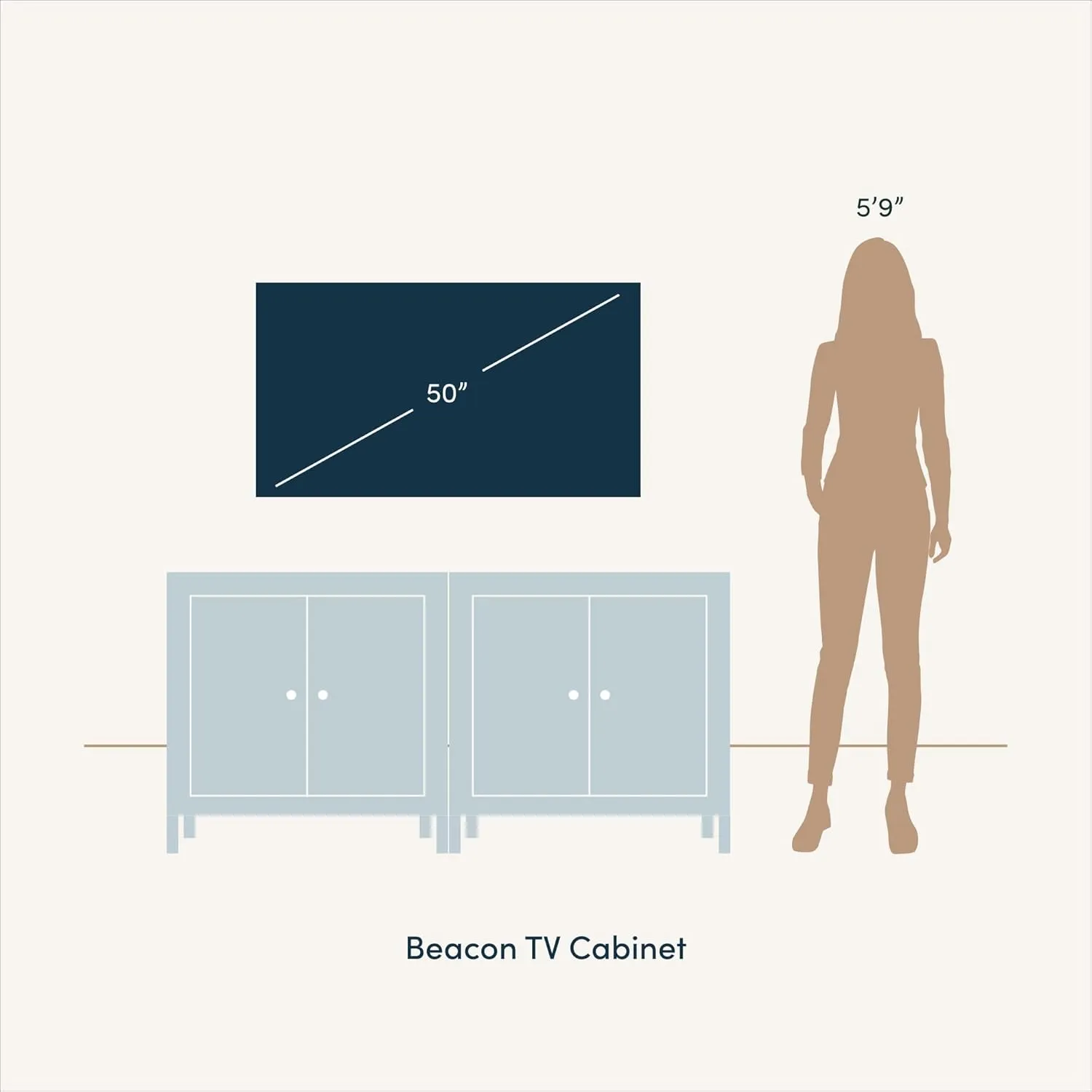 Nathan James Beacon Accent Natural Sideboard Storage Cabinet TV Stand with Adjustable Interior Shelf and Seagrass Doors, for Hallway, Entryway or Dining Room, Light Brown/White, Set of 2