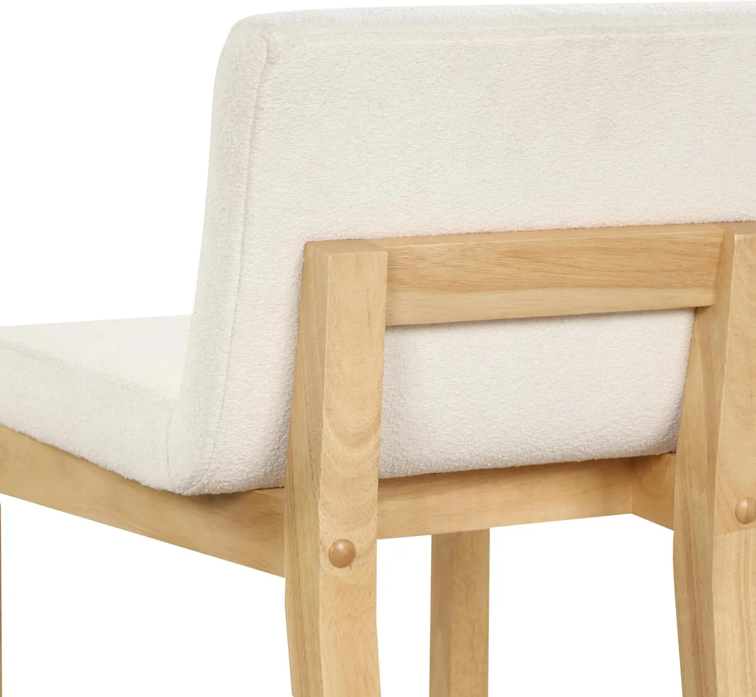 Nathan James Gracie Modern Counter Height Bar Stool with Back, Counter Stool Upholstered Chair with Natural Textured Linen and Brushed Wooden Legs, Cream Boucle/Light Brown