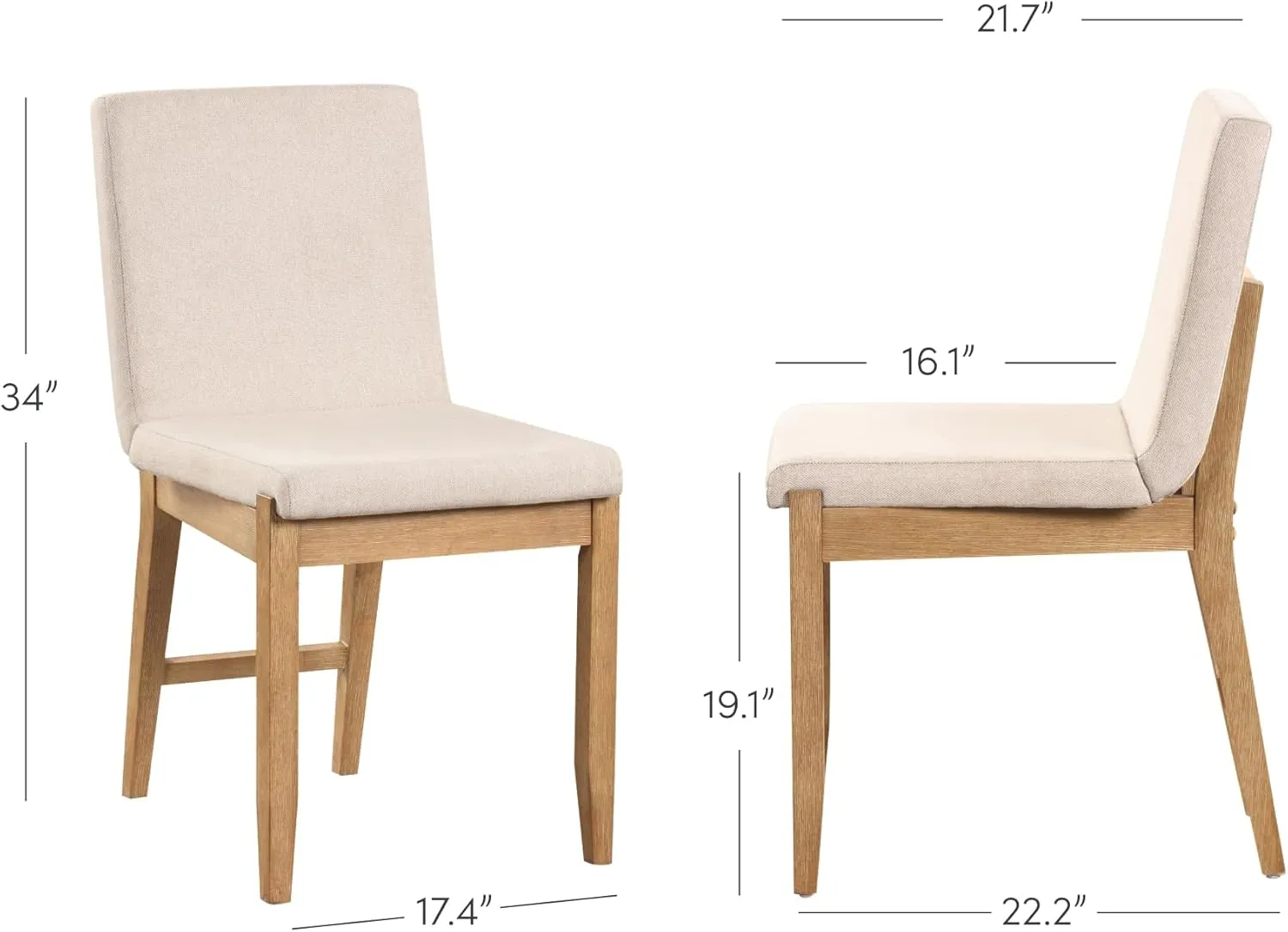 Nathan James Gracie Modern Dining Chair, Upholstered Accent Dining Chair in Natural Flax/Brown