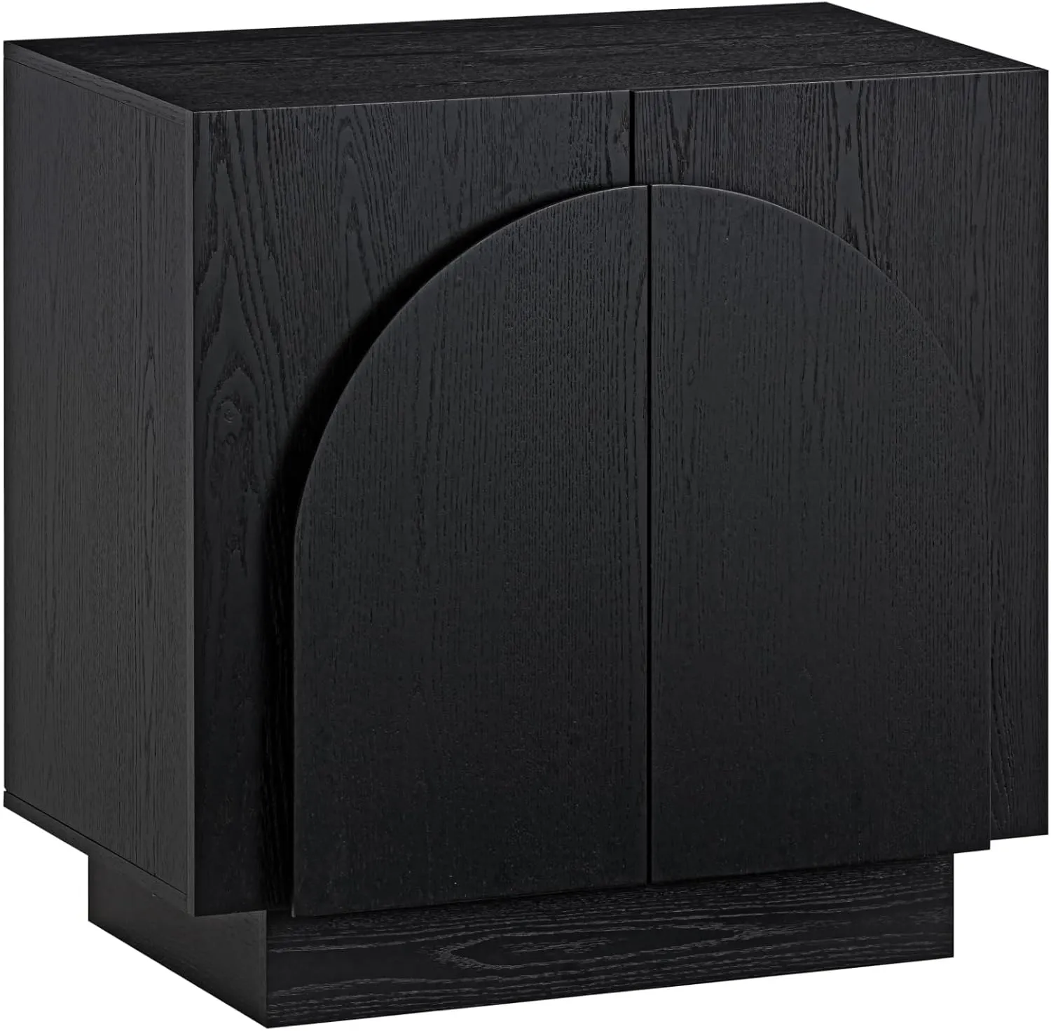 Nathan James Iris Mid-Century Modern Credenza, Black TV Stand, Living Room Wood Storage Cabinet with Arched Cabinet Doors, Black Credenza Cabinet for Kitchen or Living Room, Black Oak, Set of 4