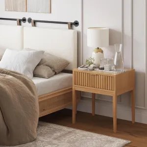 Nathan James Jasper Mid-Century Accent Side or End Table with Storage, Wood Frame, Natural Brown