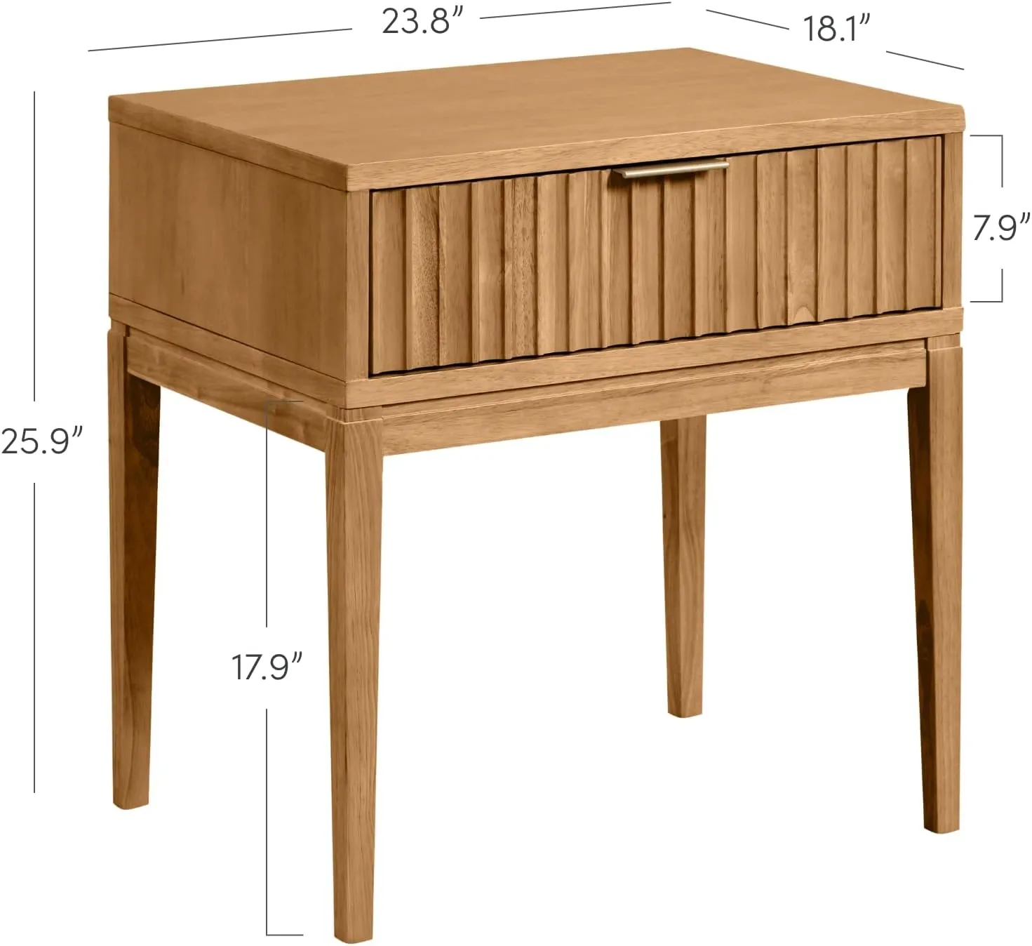 Nathan James Jasper Mid-Century Accent Side or End Table with Storage, Wood Frame, Natural Brown