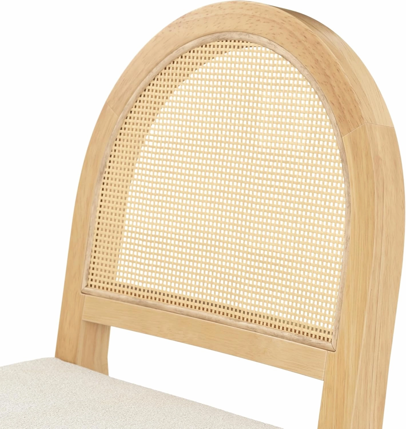 Nathan James Bailey Upholstered Rattan Bar Stool in Oak Finish Frame, Counter Height Stool with Natural Rattan Woven Back For Kitchen Island, Brown