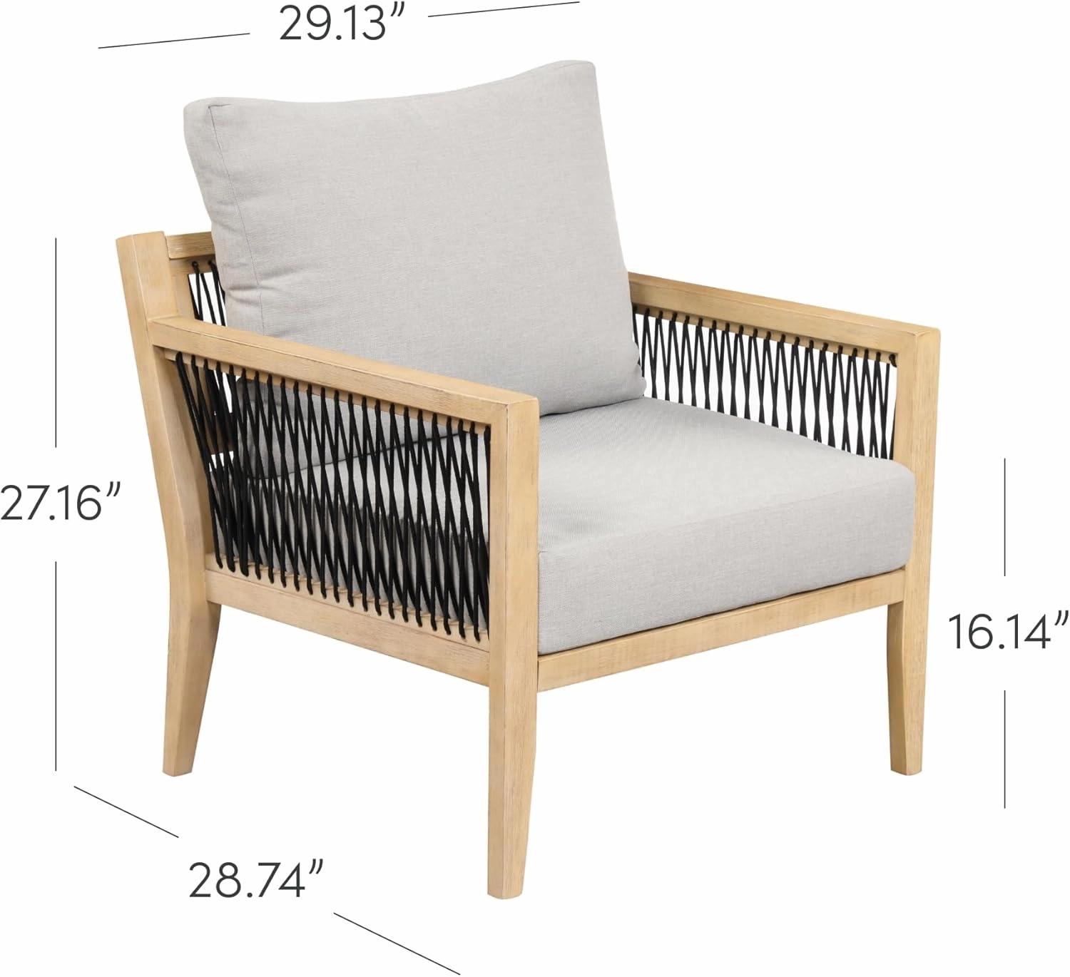 Nathan James Freya Bohemian Wooden Armchair, Outdoor Patio Chair, Solid Acacia Wood Frame, Gray/Natural Brown